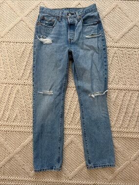 Levi's Light Blue Distressed Straight-Leg Jeans